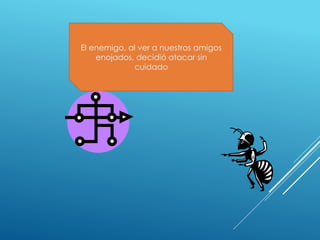 El enemigo, al ver a nuestros amigos
enojados, decidió atacar sin
cuidado
 
