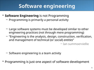 software engineering lecture note, introduction to fundamentals of ...