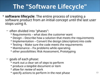 software engineering software lifecycle lecture note | PPTX