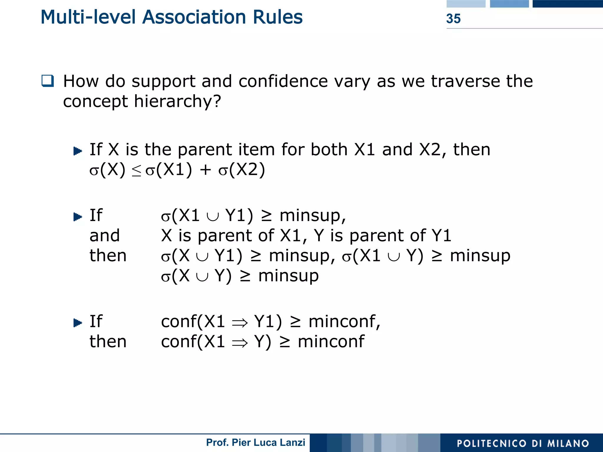 Lecture 05 Association Rules Advanced Topics