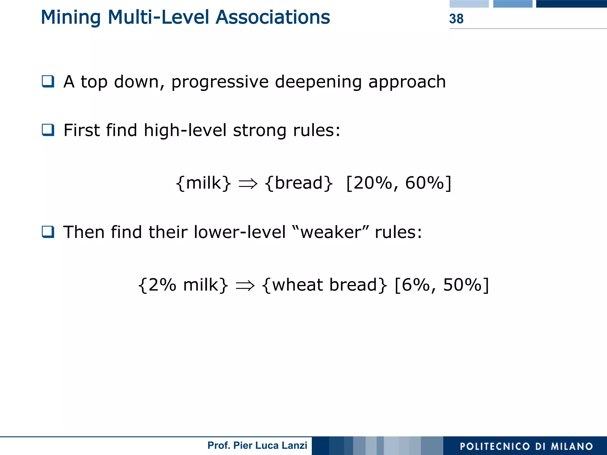 Lecture 05 Association Rules Advanced Topics