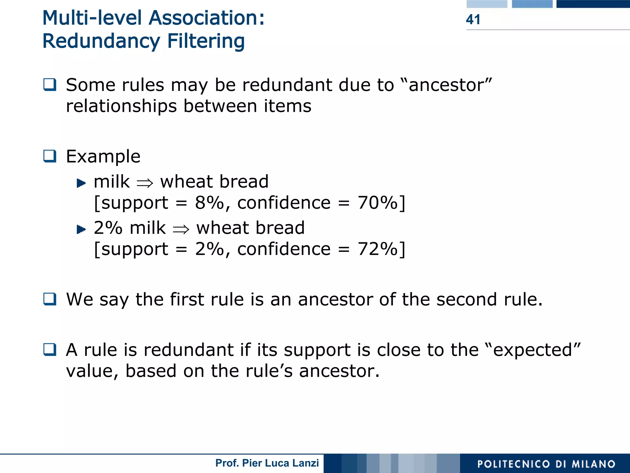 Lecture 05 Association Rules Advanced Topics