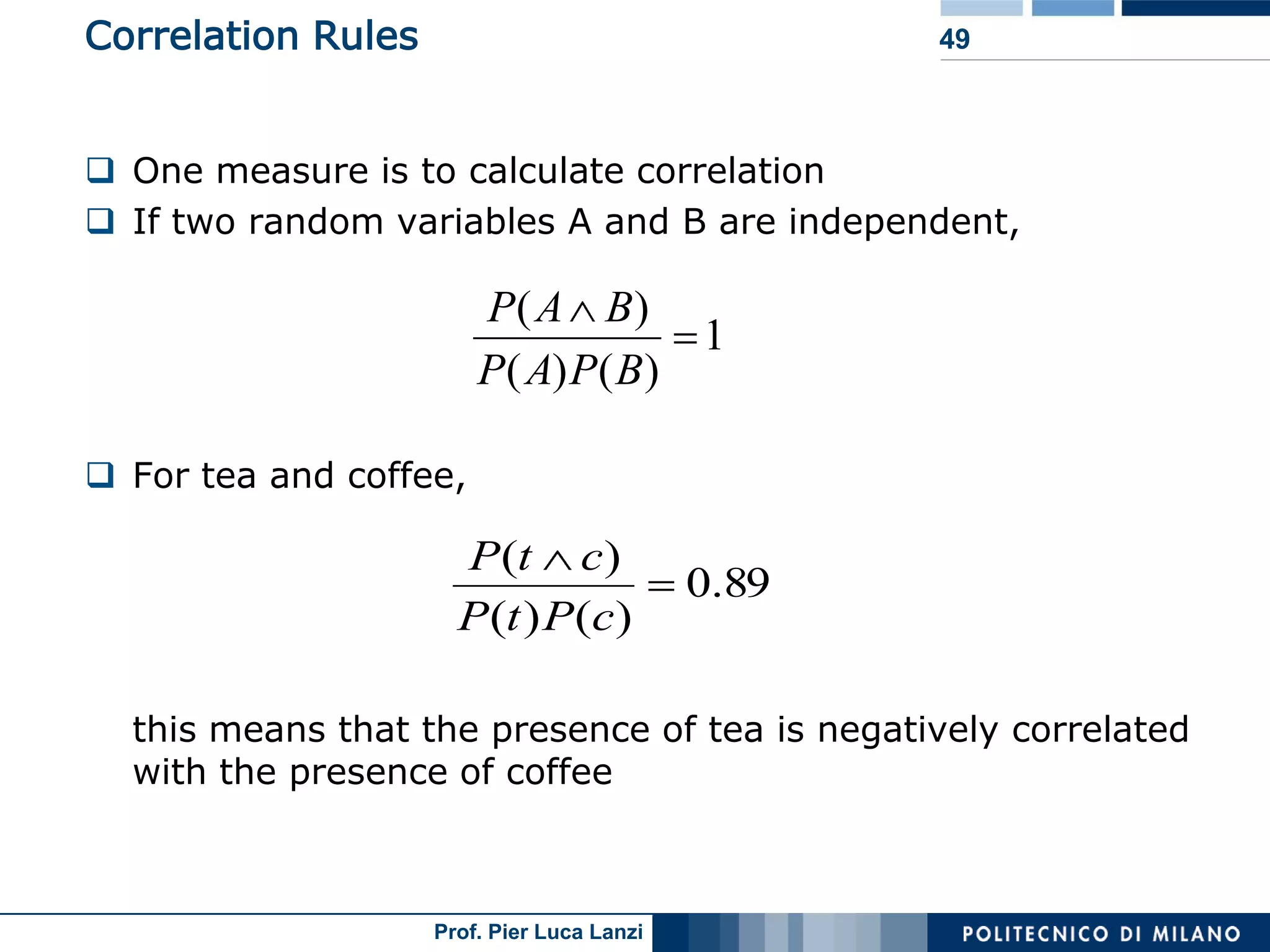 Lecture 05 Association Rules Advanced Topics