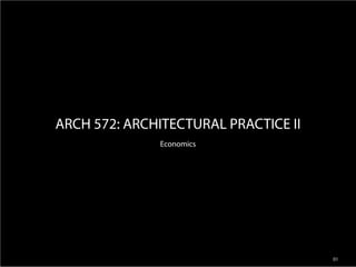 01
ARCH 572: ARCHITECTURAL PRACTICE II
Economics
 