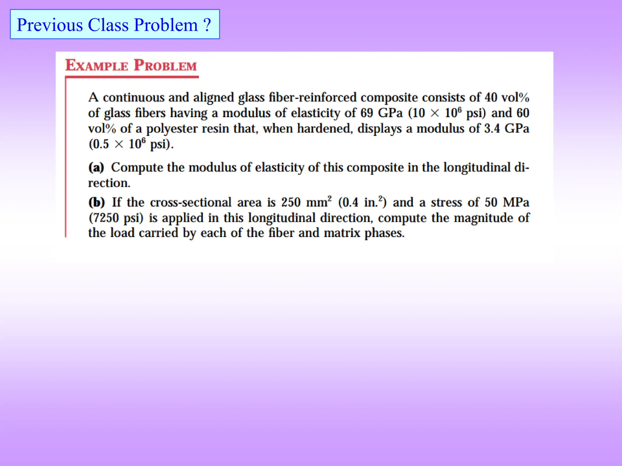 Previous Class Problem ?
 