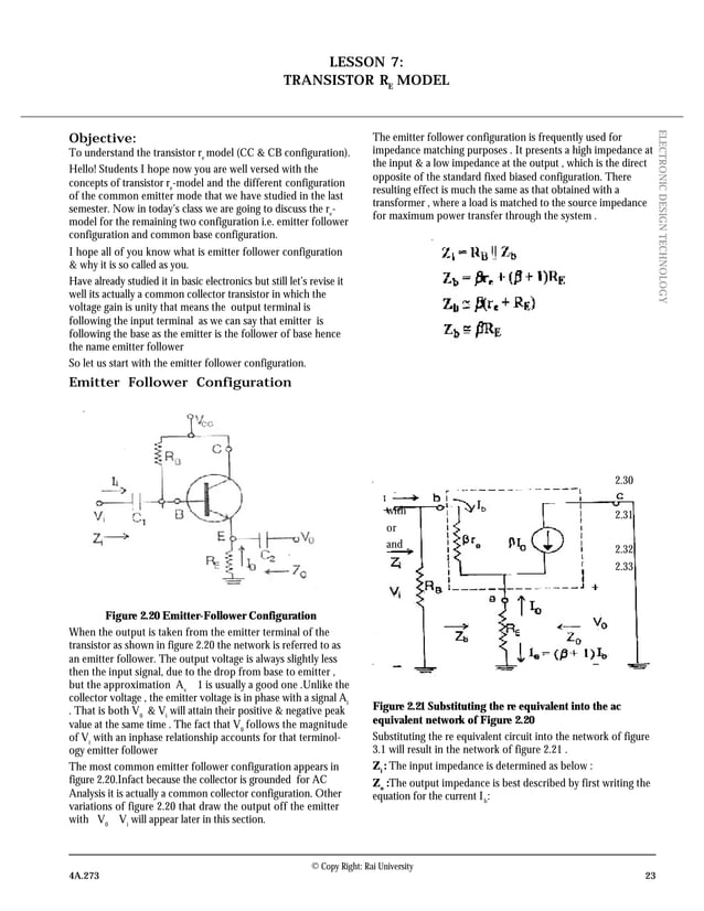 Lecture 07 transistor re model PDF