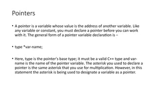 Lecture -09 Pointers.pptx pointers for C++ course | PPTX