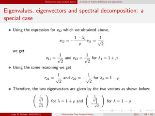 Multivariate data analysis basics A review of matrix deﬁnitions and operations
Eigenvalues, eigenvectors and spectral deco...