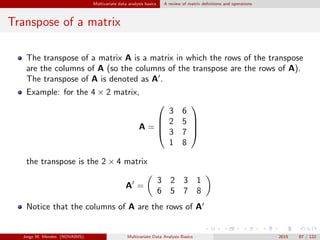 Multivariate data analysis basics A review of matrix deﬁnitions and operations
Transpose of a matrix
The transpose of a ma...