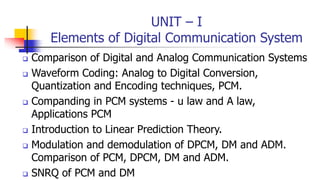 UNIT-1 Elements of Digital Communication | PPTX | Digital Audio ...