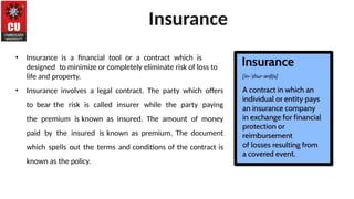 Insurance Method Meaning Insurance and principles of insurance and types | PPTX