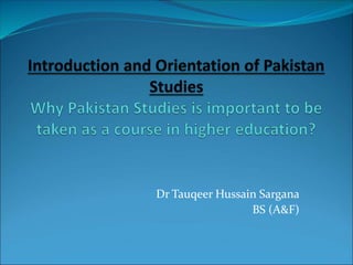 Dr Tauqeer Hussain Sargana
BS (A&F)
 