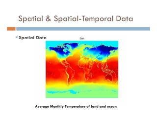 Spatial & Spatial-Temporal Data
Average Monthly Temperature of land and ocean
 Spatial Data
 