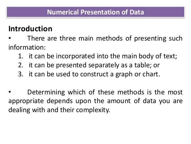 Numerical & graphical presentation of data