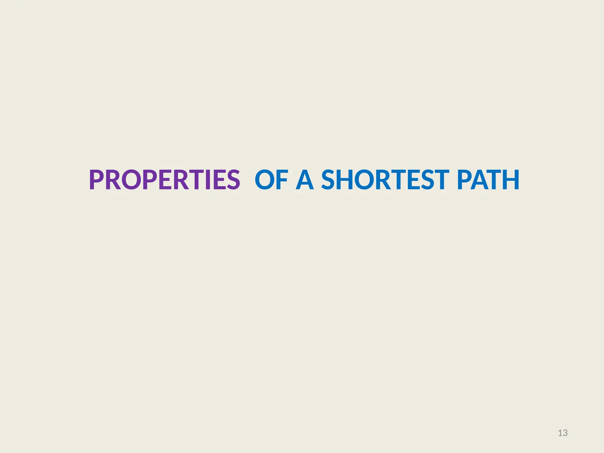 PROPERTIES OF A SHORTEST PATH
13
 