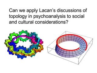 Can we apply Lacan’s discussions of topology in psychoanalysis to social and cultural considerations? 