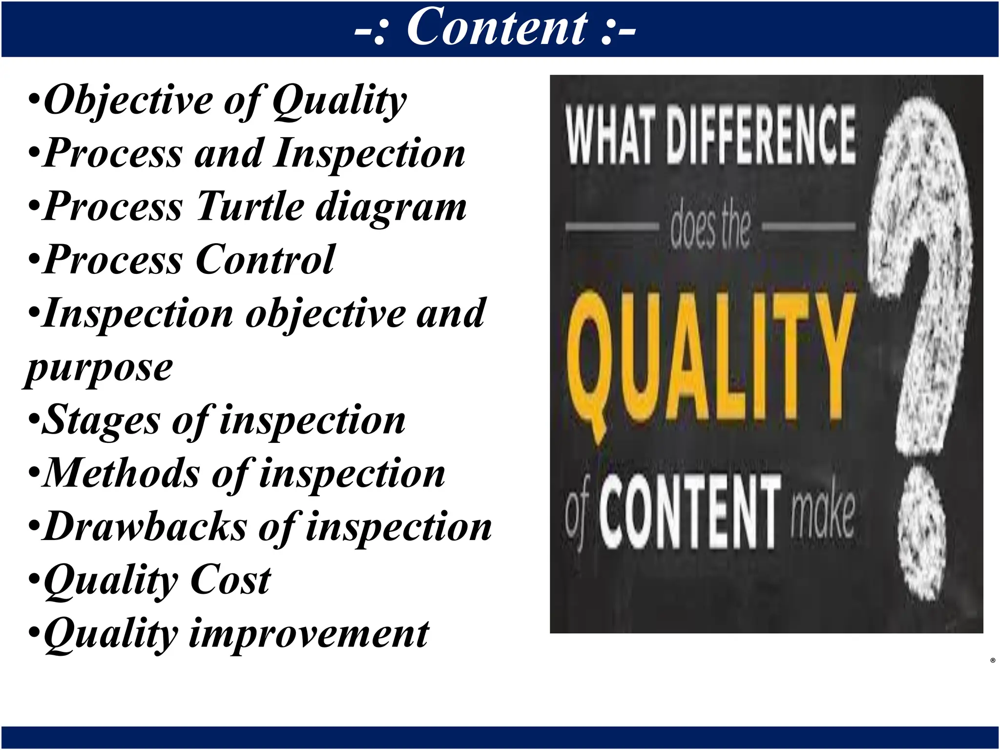 inspection and testing of quality in TQM | PDF