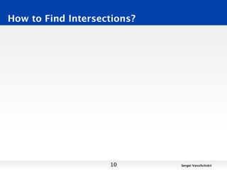 How to Find Intersections?




                    10       Sergei Vassilvitskii
 
