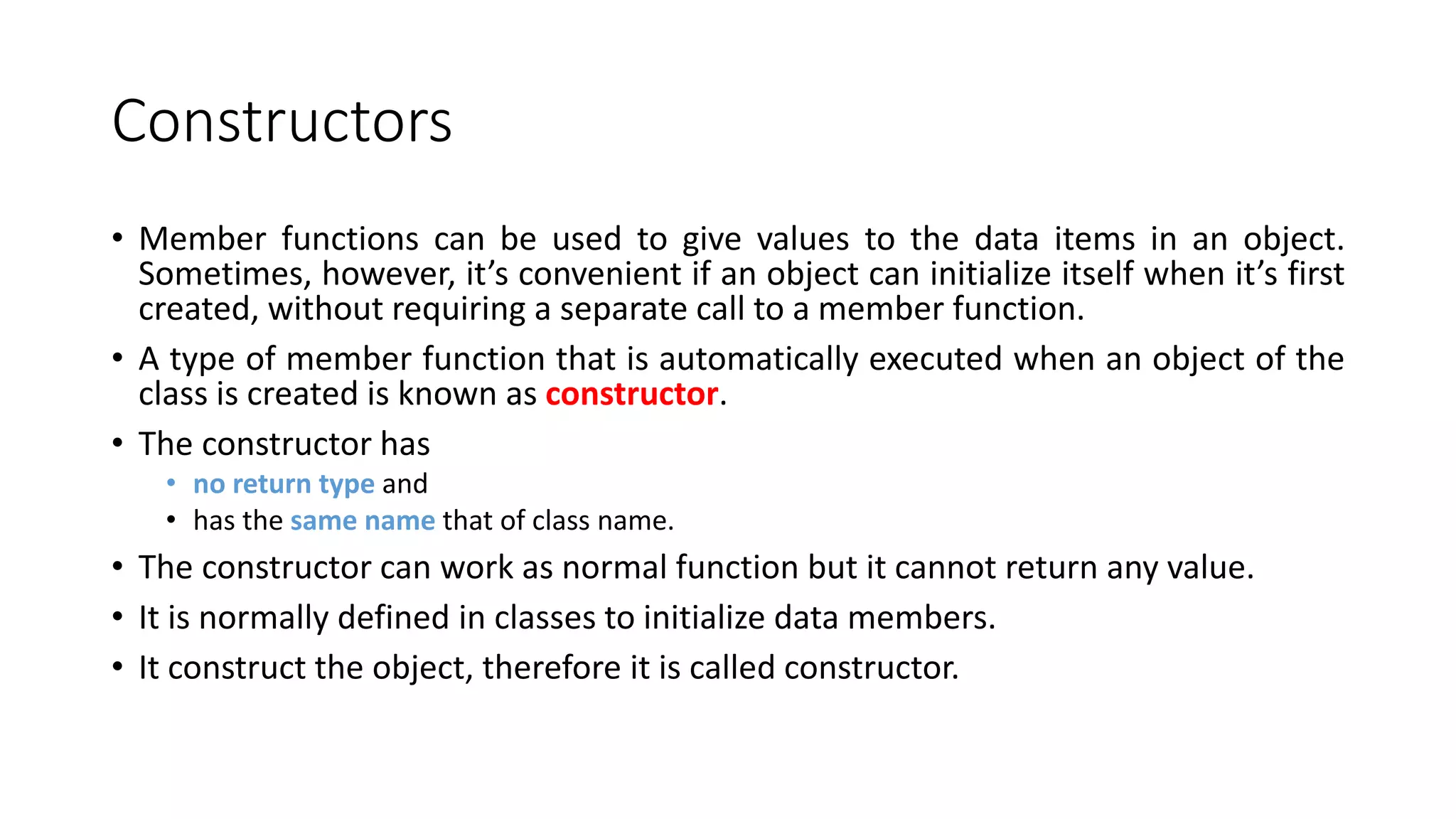 [OOP - Lec 13,14,15] Constructors / Destructor and its Types | PPTX