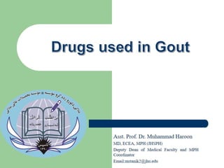 Drugs used in gout- Pharmacology