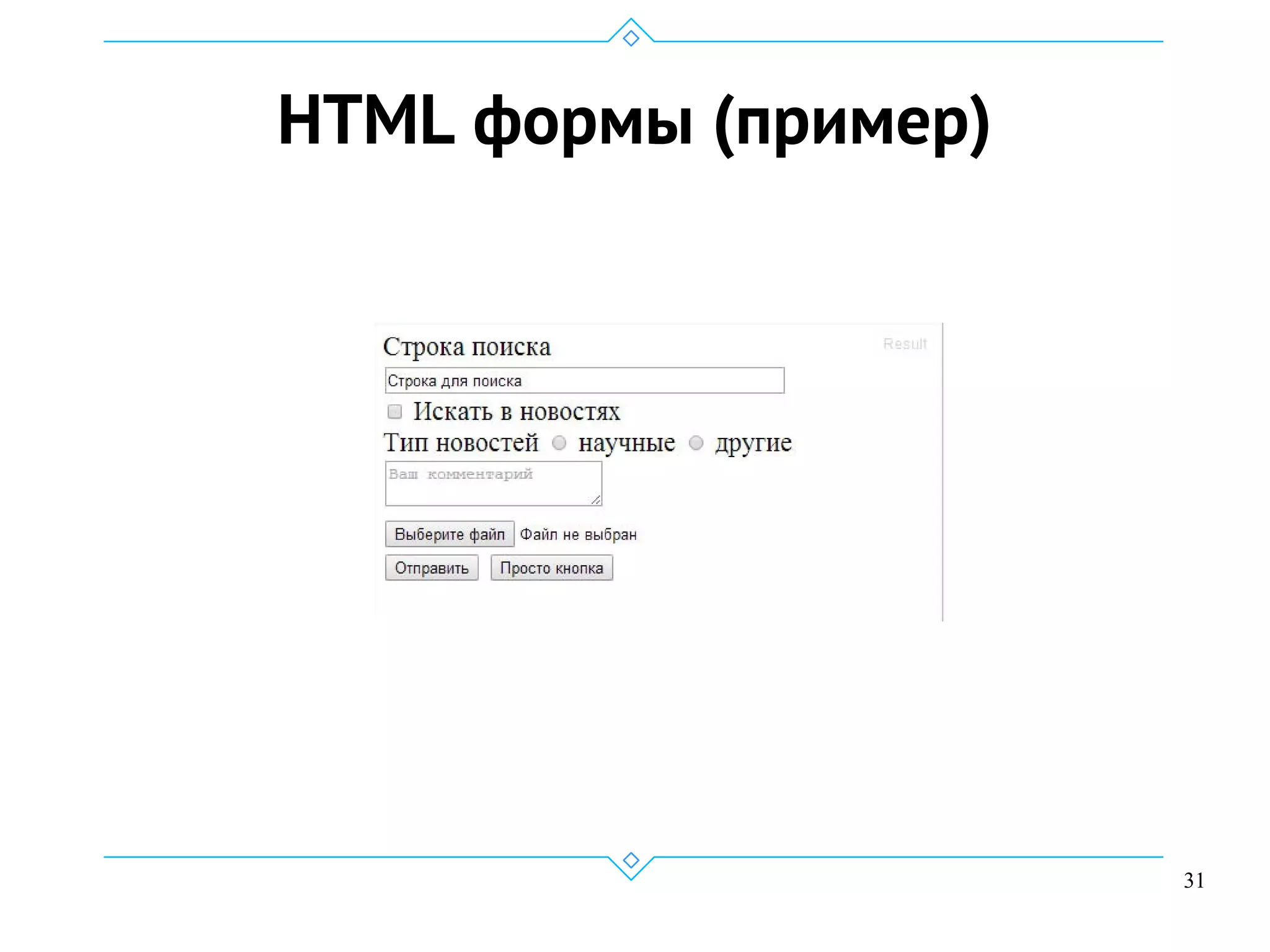 31
HTML формы (пример)
 