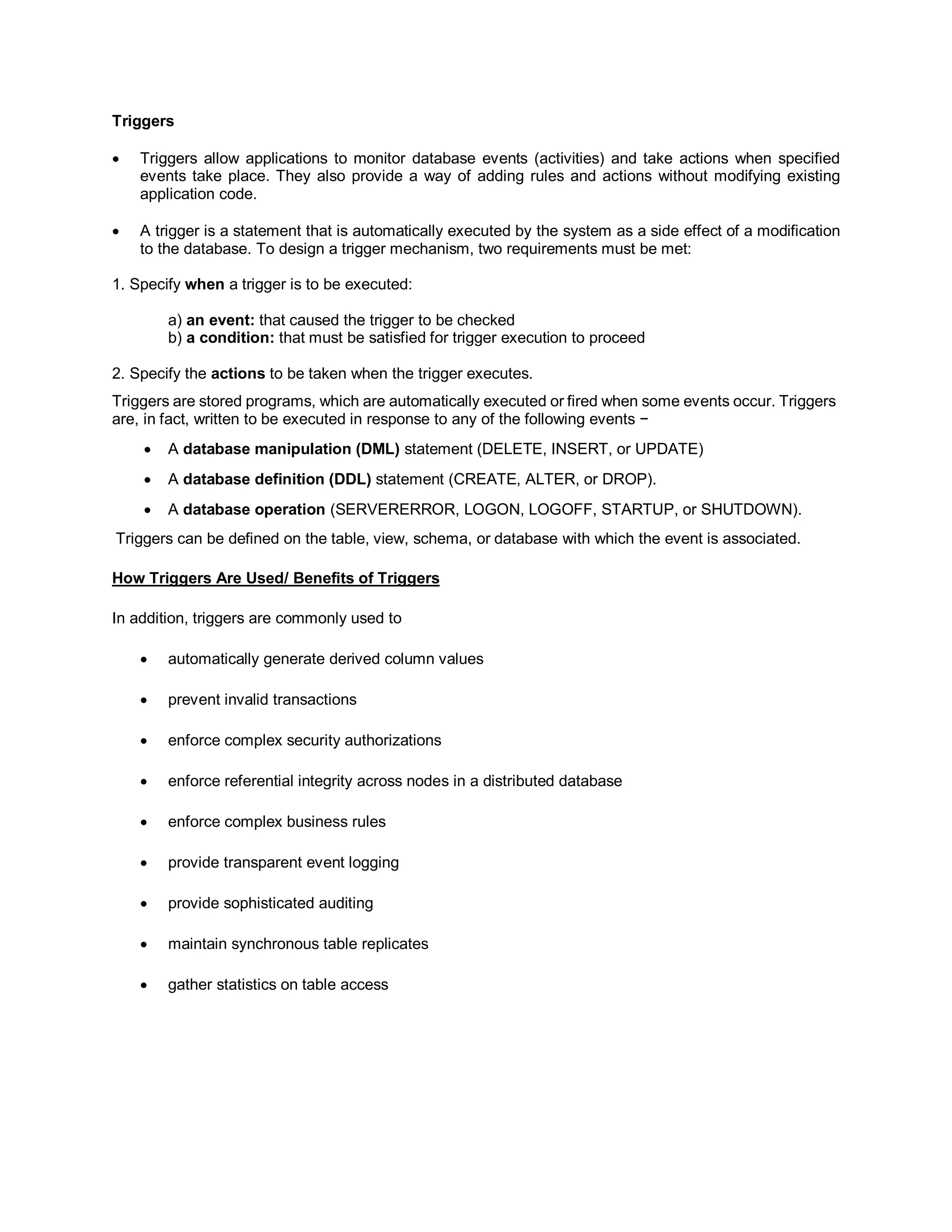 Trigger in DBMS | PDF
