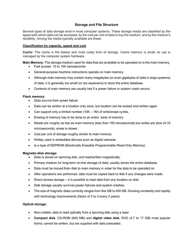 Storage and File Structure in DBMS | PDF | Data Storage and Warehousing ...