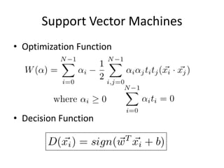 Support Vector MachinesOptimization FunctionDecision Function