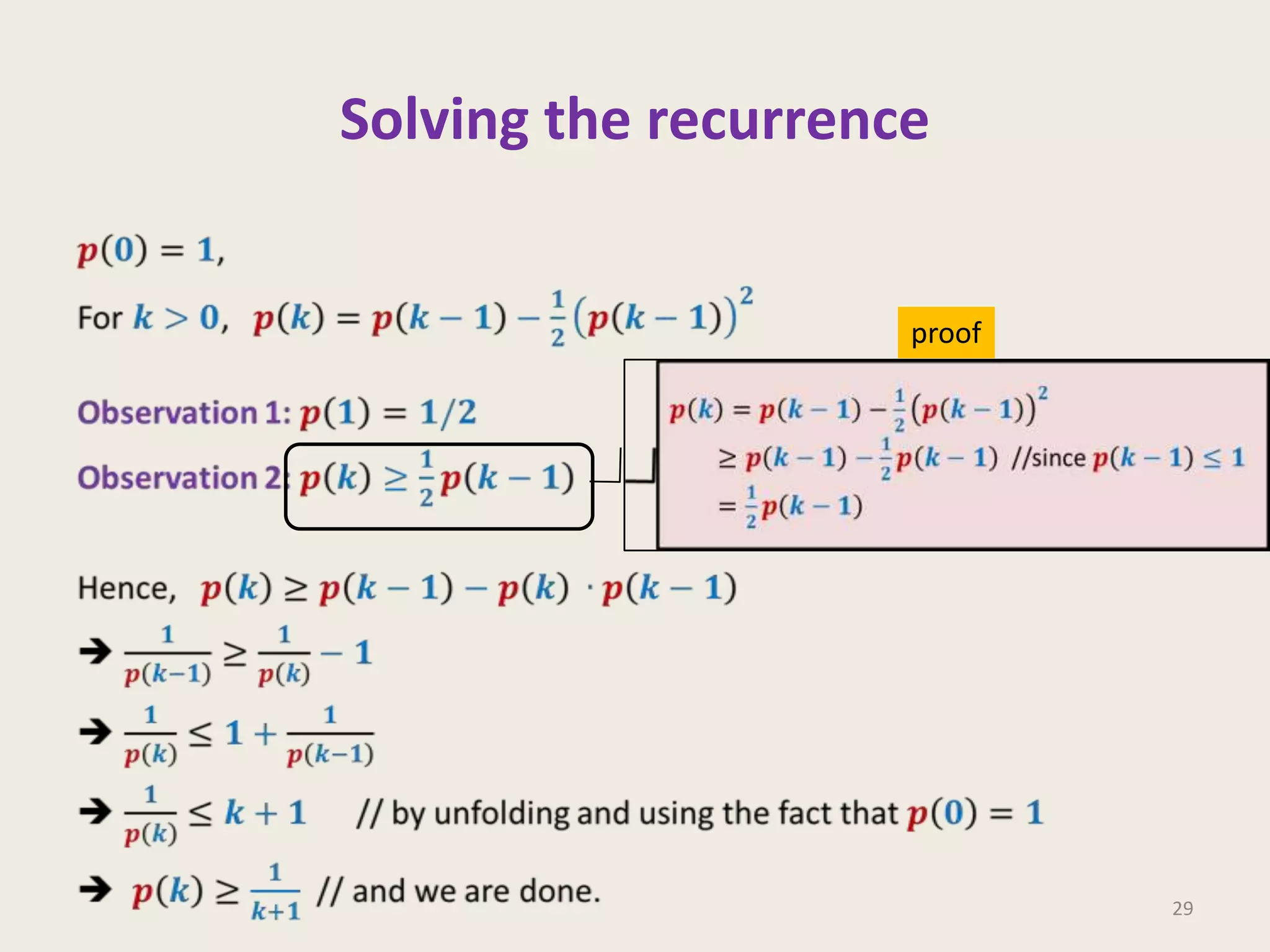Solving the recurrence

proof

29

 