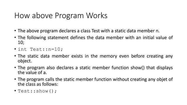 [OOP - Lec 19] Static Member Functions | PPTX