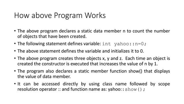 [OOP - Lec 19] Static Member Functions | PPTX