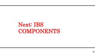 19
Next: IBS
COMPONENTS
 