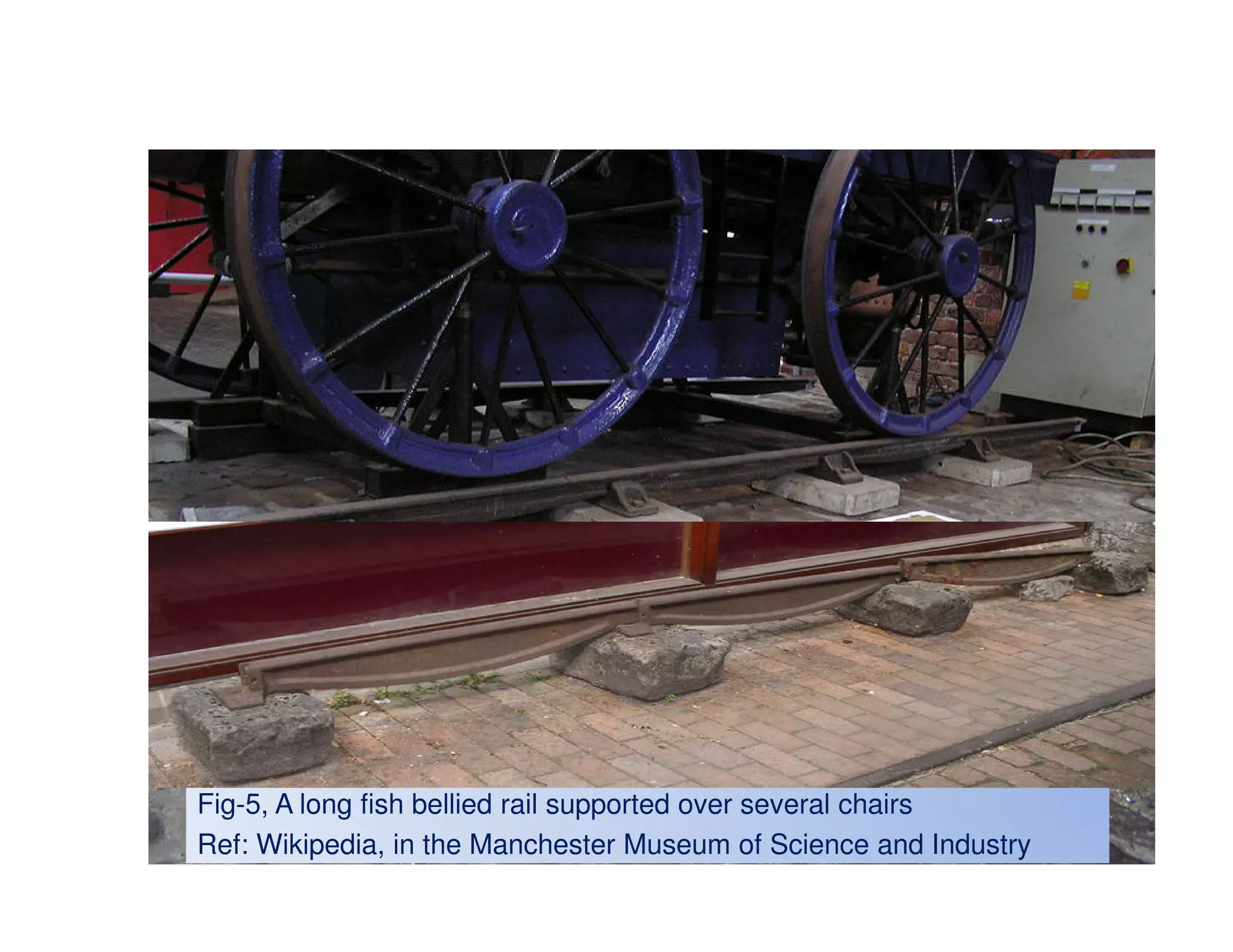 20 
Fig-5, A long fish bellied rail supported over several chairs 
Ref: Wikipedia, in the Manchester Museum of Science and Industry 
 