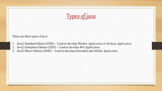 Lecture - 1 introduction to java | PPTX