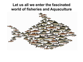 Let us all we enter the fascinated
world of fisheries and Aquaculture
 