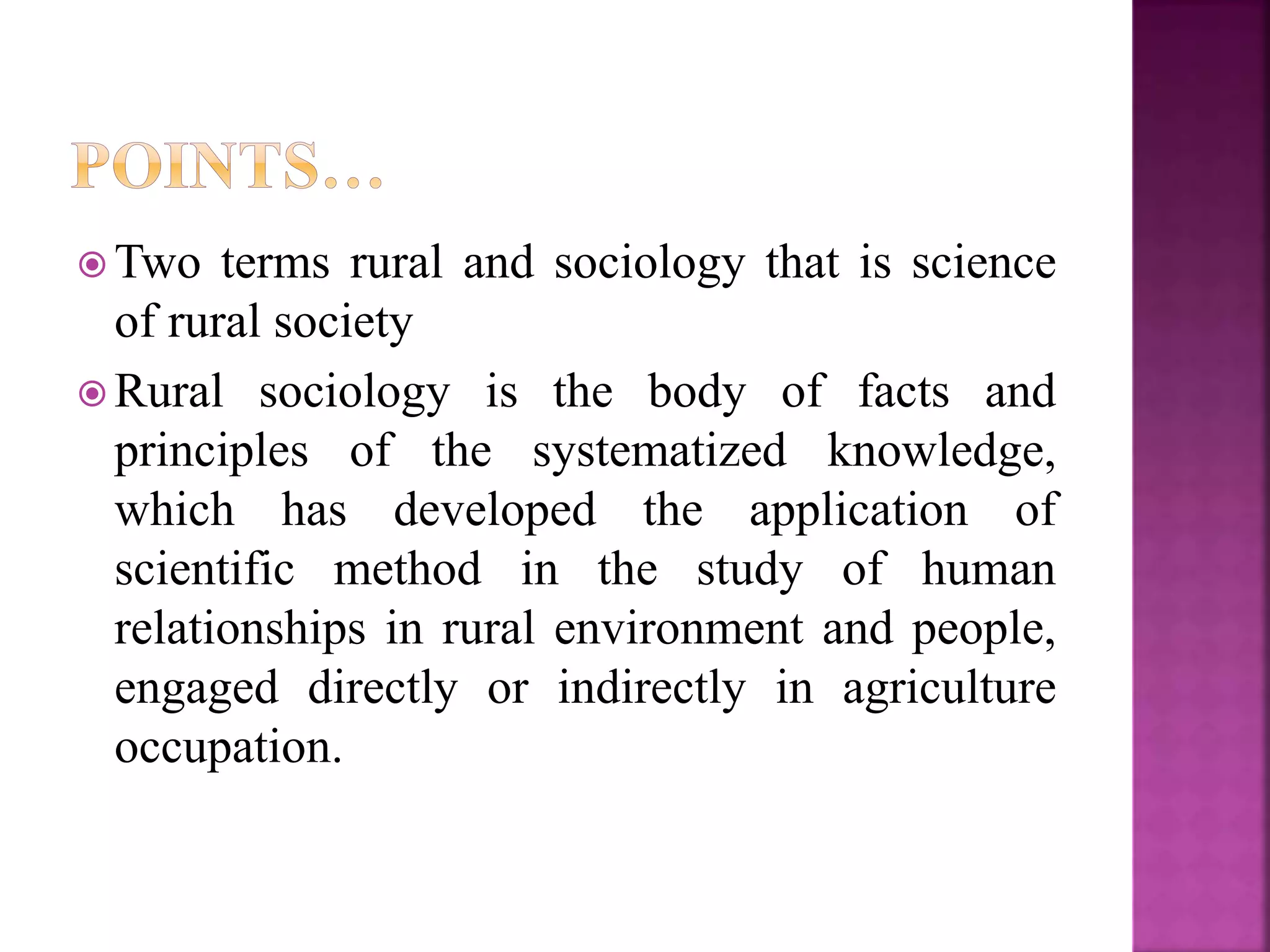 Lecture 2- scope of rural sociology | PPTX