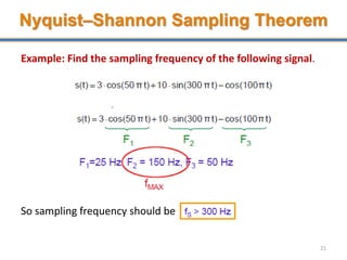 21
Example: Find the sampling frequency of the following signal.
So sampling frequency should be
Nyquist–Shannon Sampling Theorem
 