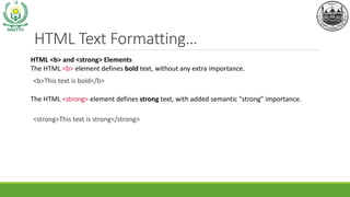 HTML Basics, Tags and Elements, the properties of elements | PDF