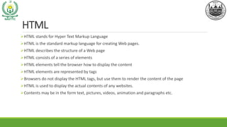 HTML Basics, Tags and Elements, the properties of elements | PDF