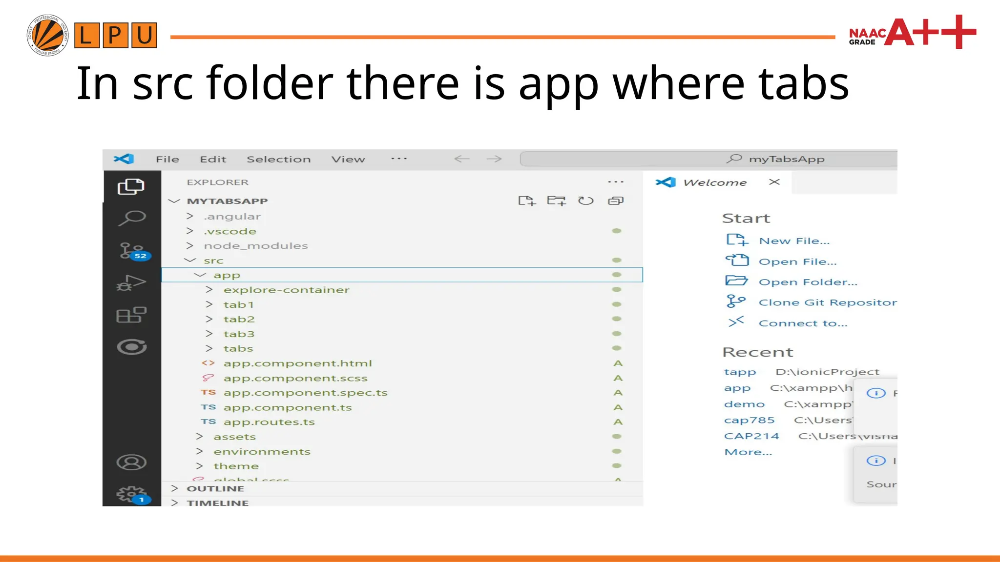 In src folder there is app where tabs 