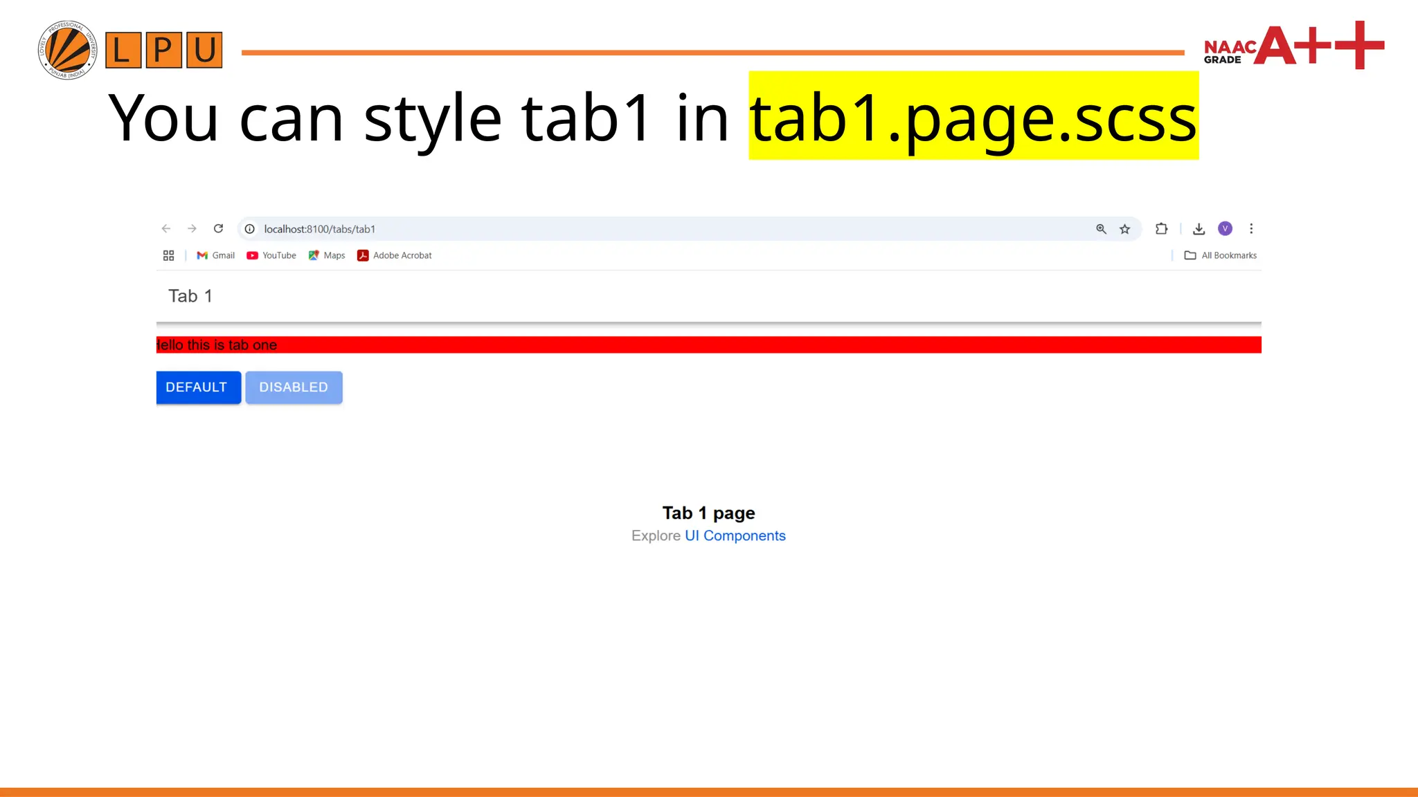 You can style tab1 in tab1.page.scss 