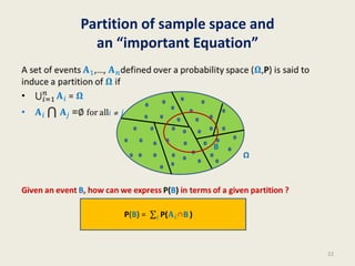 Partition of sample space and
an “important Equation”
22
Ω
B
 