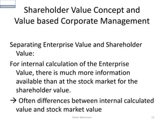 The Role of the Concept of Shareholder Value in the Context of Value Based Corporate Management