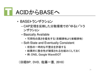 ACIDからBASEへ
（日経BP，DVD，佐藤一憲，2010）
39
 