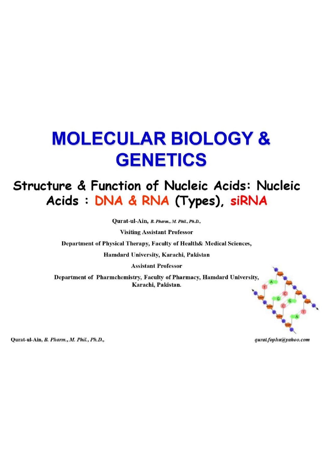 Lecture.2.part.1 Structure and Function of Nucleic Acid
