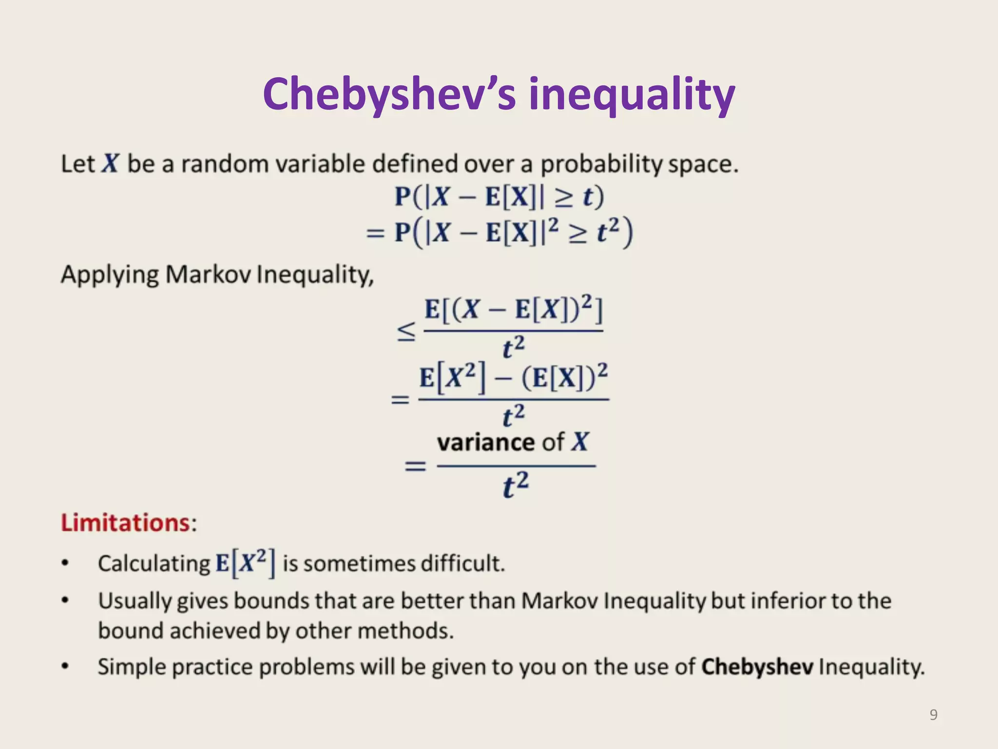 Chebyshev’s inequality

9

 