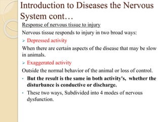 Introduction to Diseases the Nervous
System cont…
Response of nervous tissue to injury
Nervous tissue responds to injury i...