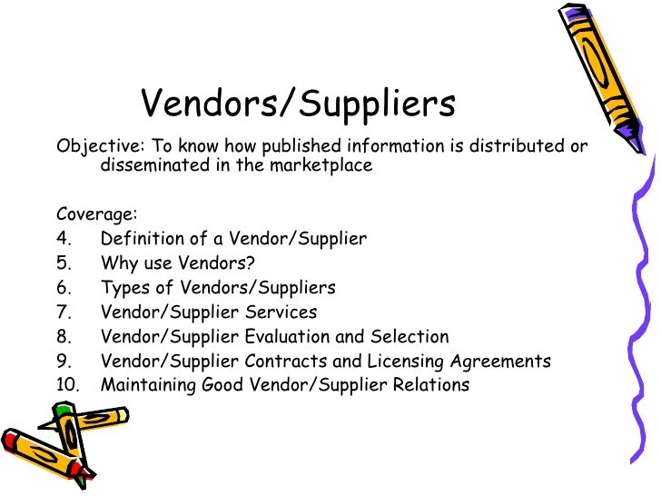 Lecture 2a Vendors/Suppliers