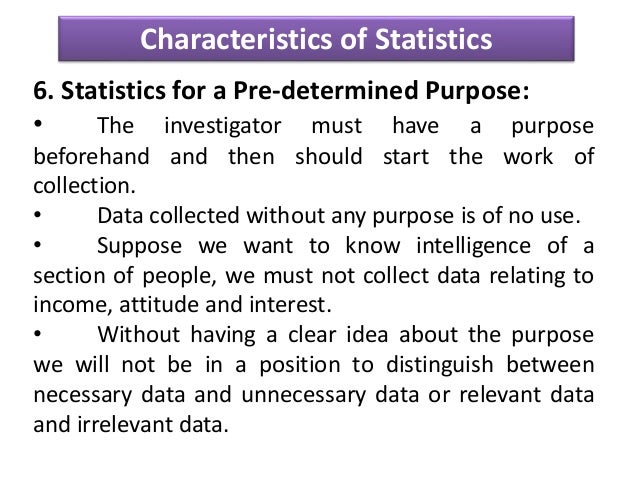 Characteristics of statistics