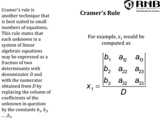 Cramer's Example system of linear equations | PPTX